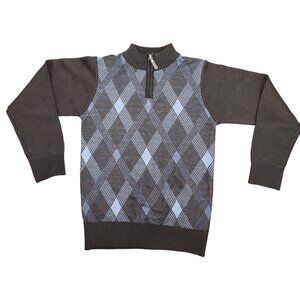 Boys Marx & Dutch Collection 3/4 Zip Diamond Sweater Navy Black 7 Mock Neck